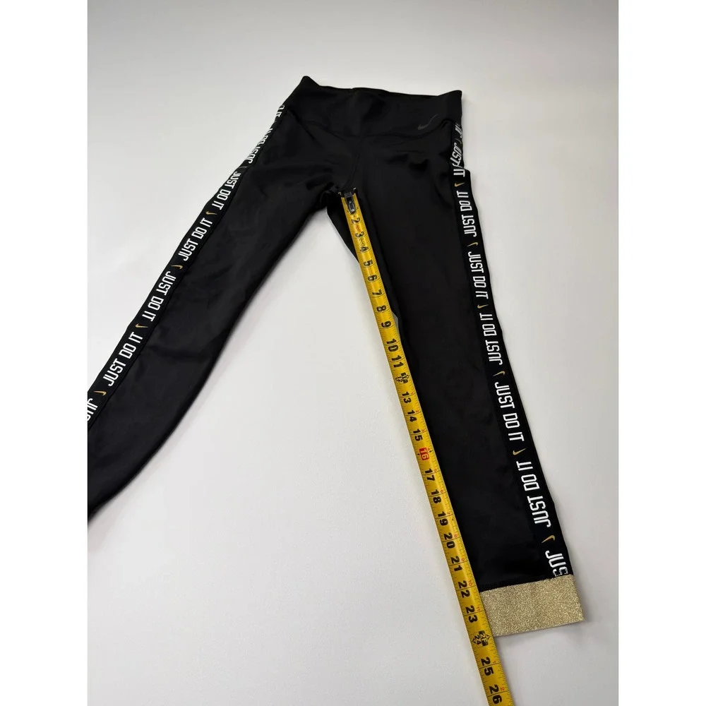 Nike Leggings Women S Black Gold Just Do It Taping High Waisted Excellent